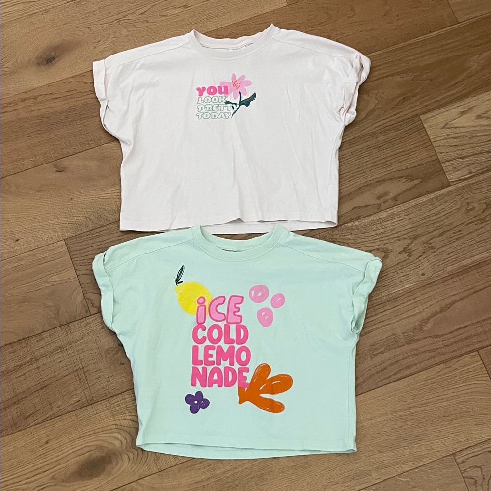 Zara Kids Short Sleeve Tees - Cream and Mint
